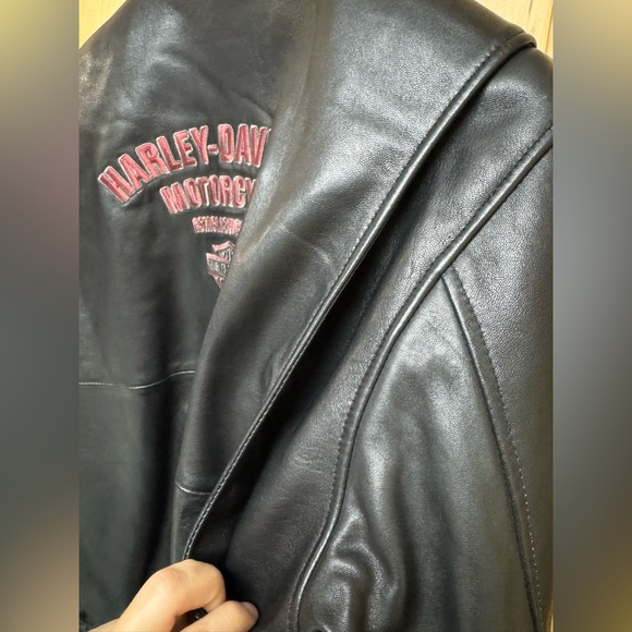 Harley-Davidson Black Genuine Leather Bomber Jacket Unisex - Picture 8 of 9